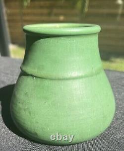 Hampshire Pottery Matte Green Hand thrown Vase Great Form Arts Crafts