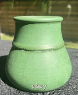 Hampshire Pottery Matte Green Hand thrown Vase Great Form Arts Crafts