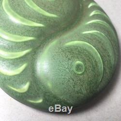 Hampshire Pottery Matte Green Yin & Yang Fiddle Head Arts & Crafts Paperweight