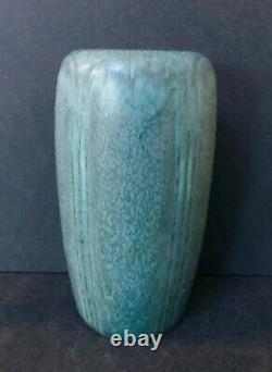 Hampshire Pottery Paneled Blue Glaze Vase Arts & Crafts Mission