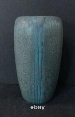 Hampshire Pottery Paneled Blue Glaze Vase Arts & Crafts Mission