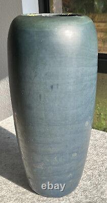 Hampshire Pottery Tall Blue Vase Arts Crafts