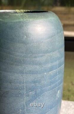 Hampshire Pottery Tall Blue Vase Arts Crafts