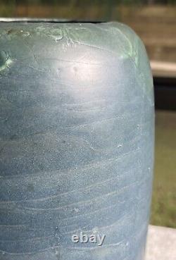 Hampshire Pottery Tall Blue Vase Arts Crafts