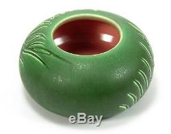 Hampshire Pottery matte green glaze wheel thrown hand carved vase arts & crafts