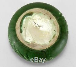 Hampshire Pottery matte green glaze wheel thrown hand carved vase arts & crafts