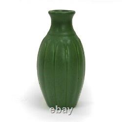 Hampshire Pottery matte green leaf vase ovoid 9 tall arts & crafts Keene NH