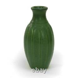 Hampshire Pottery matte green leaf vase ovoid 9 tall arts & crafts Keene NH