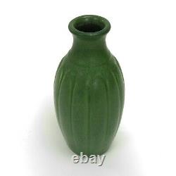 Hampshire Pottery matte green leaf vase ovoid 9 tall arts & crafts Keene NH