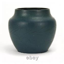 Hampshire Pottery snakeskin matte blue glaze 5x 6 vase arts & crafts #54/2