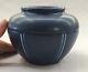 Hampshire Pottery Vase Pot 1910s Matte Blue Glaze Arts Crafts Marked Vtg Decor