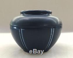 Hampshire Pottery vase pot 1910s matte blue glaze arts crafts marked vtg decor