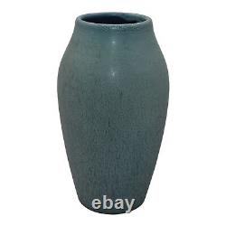 Hampshire Vintage Arts And Crafts Pottery Mottled Matte Blue Ceramic Vase 90