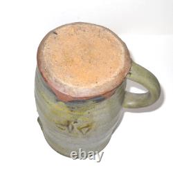 Hand Thrown, Arts & Crafts, Ceramic Vase With Handle, Matte Green