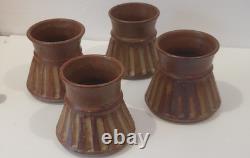 Hand Thrown Clay Cup Set Tracy Weisel, 1978 Arts & Crafts Jerome AZ Pottery