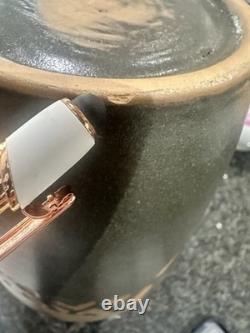 Handmade Jordan Stoneware Vase Madaba Tribal Carved Geometric Design 2005