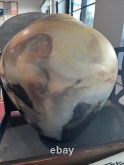 Handmade Vase Sagger Fired Burnished Vase Art Pottery Pastel Artist Signed 8