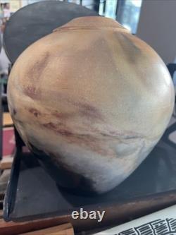 Handmade Vase Sagger Fired Burnished Vase Art Pottery Pastel Artist Signed 8