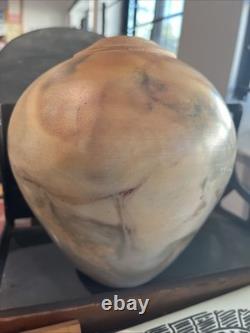 Handmade Vase Sagger Fired Burnished Vase Art Pottery Pastel Artist Signed 8