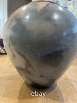 Handmade Vase Sagger Fired Burnished Vase Art Pottery Pastel Artist Signed 8