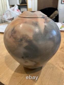 Handmade Vase Sagger Fired Burnished Vase Art Pottery Pastel Artist Signed 8
