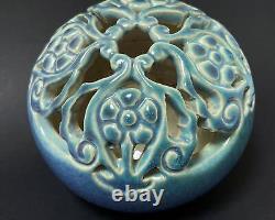 Harvey School Australian Pottery Pierced Vase Signed Lucille Wills Arts & Crafts