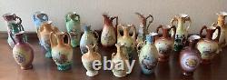 Huge Lot Of 19 Czechoslovakian Pottery Ceramic Porcelain Handled Pitcher Vase