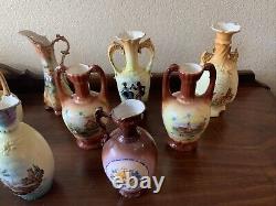 Huge Lot Of 19 Czechoslovakian Pottery Ceramic Porcelain Handled Pitcher Vase