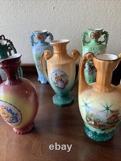 Huge Lot Of 19 Czechoslovakian Pottery Ceramic Porcelain Handled Pitcher Vase