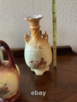 Huge Lot Of 19 Czechoslovakian Pottery Ceramic Porcelain Handled Pitcher Vase