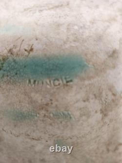 Huge Muncie 12 Pottery 1920s Matte Green/Blue Hand Thrown Vase! Chip! Nice