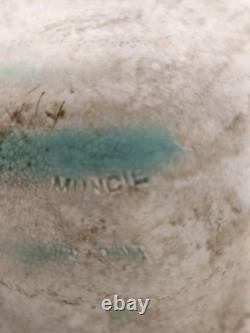 Huge Muncie 12 Pottery 1920s Matte Green/Blue Hand Thrown Vase! Chip! Nice