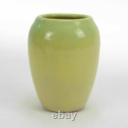 Iowa State College Pottery Ames arts & crafts 5 green over yellow glaze vase