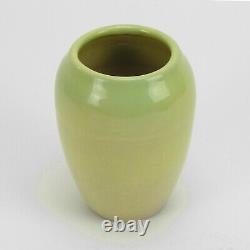 Iowa State College Pottery Ames arts & crafts 5 green over yellow glaze vase