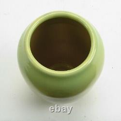 Iowa State College Pottery Ames arts & crafts 5 green over yellow glaze vase
