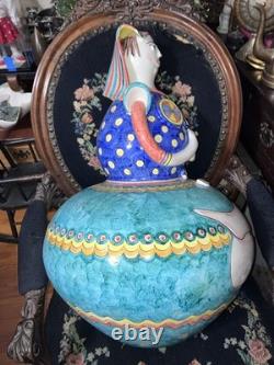 Italian Hand crafted Ceramic 26 Lady Statue. L'ARCHETTO VIETRI Signed F