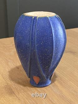 JEMERICK POTTERY Arts & Crafts GRUEBY STYLE VASE Matte Blue Leaf Bud