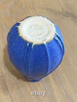 JEMERICK POTTERY Arts & Crafts GRUEBY STYLE VASE Matte Blue Leaf Bud