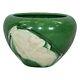 Japanese Art Pottery Etched Emerald Green Heron Arts And Crafts Planter Vase