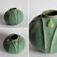 Jemerick Pottery 1999 Sj Mottled Matte Green W Bud Vase Grueby-esque Arts Crafts