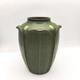 Jemerick Pottery Arts & Crafts Grueby Style Green Vase Carved Leaves 1998 Signed