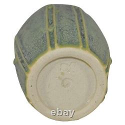 Jemerick Pottery Matte Olive Green Arts and Crafts Geometric Vase