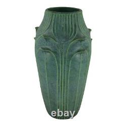 Jemerick Pottery Mottled Green Flowers And Leaves Tall Arts And Crafts Vase