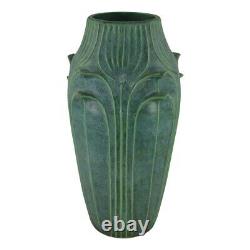 Jemerick Pottery Mottled Green Flowers And Leaves Tall Arts And Crafts Vase