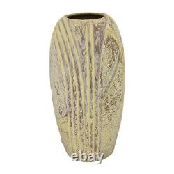 Jemerick Studio Art Pottery Mottled Matte Yellow Arts And Crafts Geometric Vase