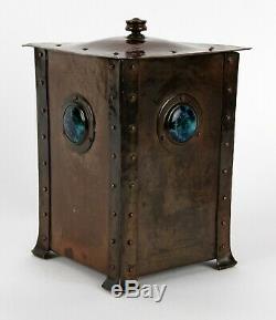 Jesson and Birkett Arts and Crafts Copper and Ruskin Pottery Canister Box