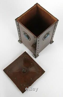 Jesson and Birkett Arts and Crafts Copper and Ruskin Pottery Canister Box
