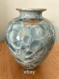 John Mankameyer Manka Blue Crystalline Glaze Studio Pottery Vase Arts Crafts