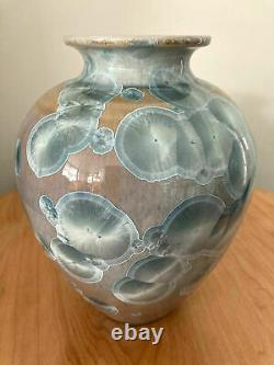 John Mankameyer Manka Blue Crystalline Glaze Studio Pottery Vase Arts Crafts