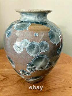 John Mankameyer Manka Blue Crystalline Glaze Studio Pottery Vase Arts Crafts